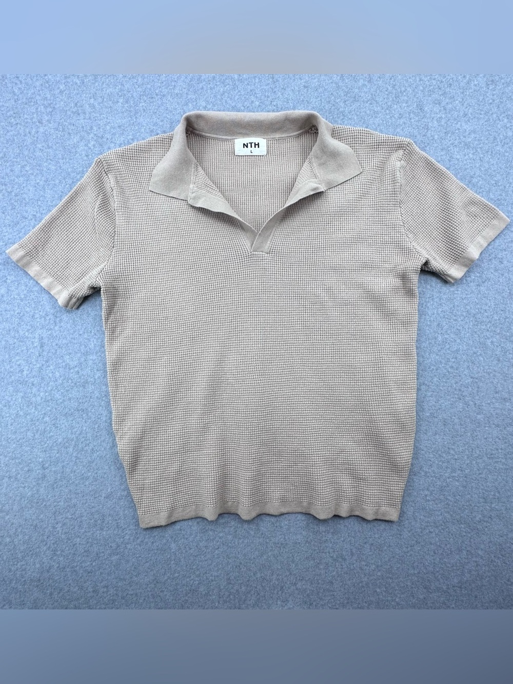 NTH Beige Waffle Knit Polo Shirt - Men's